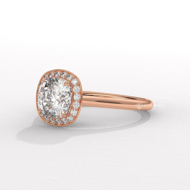 Cushion engraved engagement ring, Cushion halo diamond engagement ring, Cushion solitaire diamond engagement ring, Cushion unique diamond engagement ring,