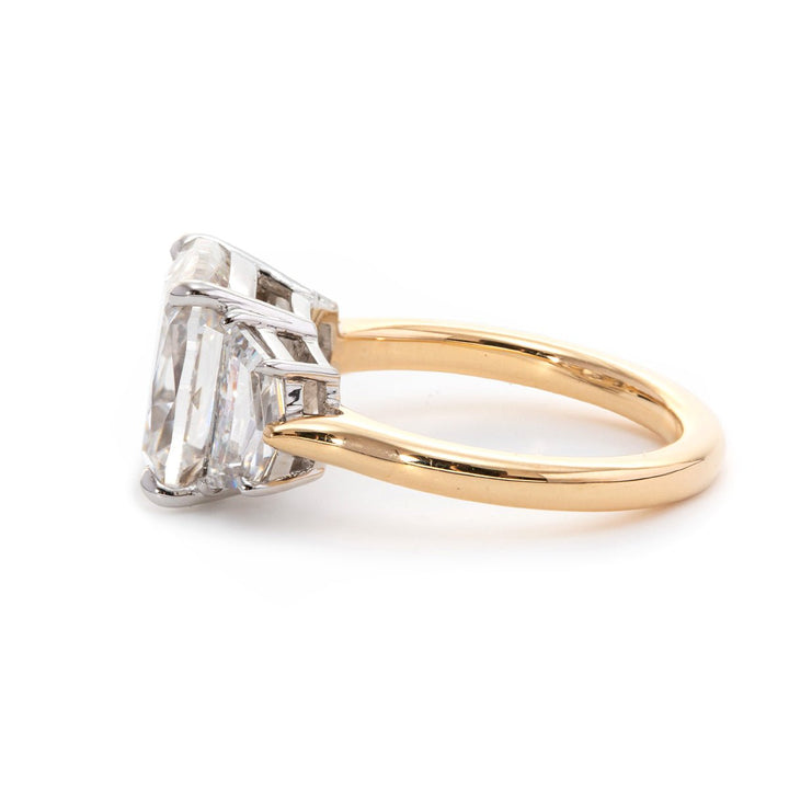 4.5ct Old Mine Cut Three Stone RingElongated Cushion Cut Diamond TrilogyAntique Style Elongated Cushion Ring