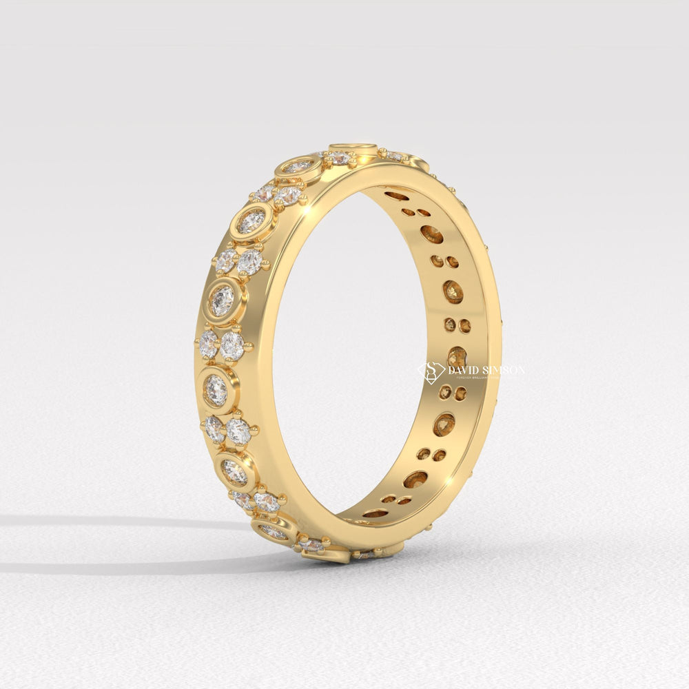  Shared prong diamond wedding band, Half-eternity diamond wedding band, Full-eternity diamond wedding band, Unique diamond wedding band, Custom diamond wedding band, Affordable diamond wedding band