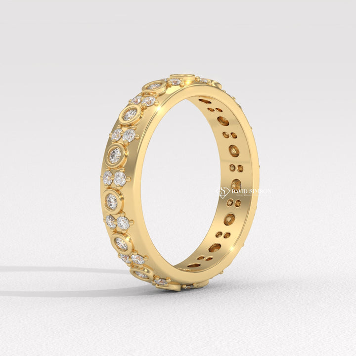  Shared prong diamond wedding band, Half-eternity diamond wedding band, Full-eternity diamond wedding band, Unique diamond wedding band, Custom diamond wedding band, Affordable diamond wedding band