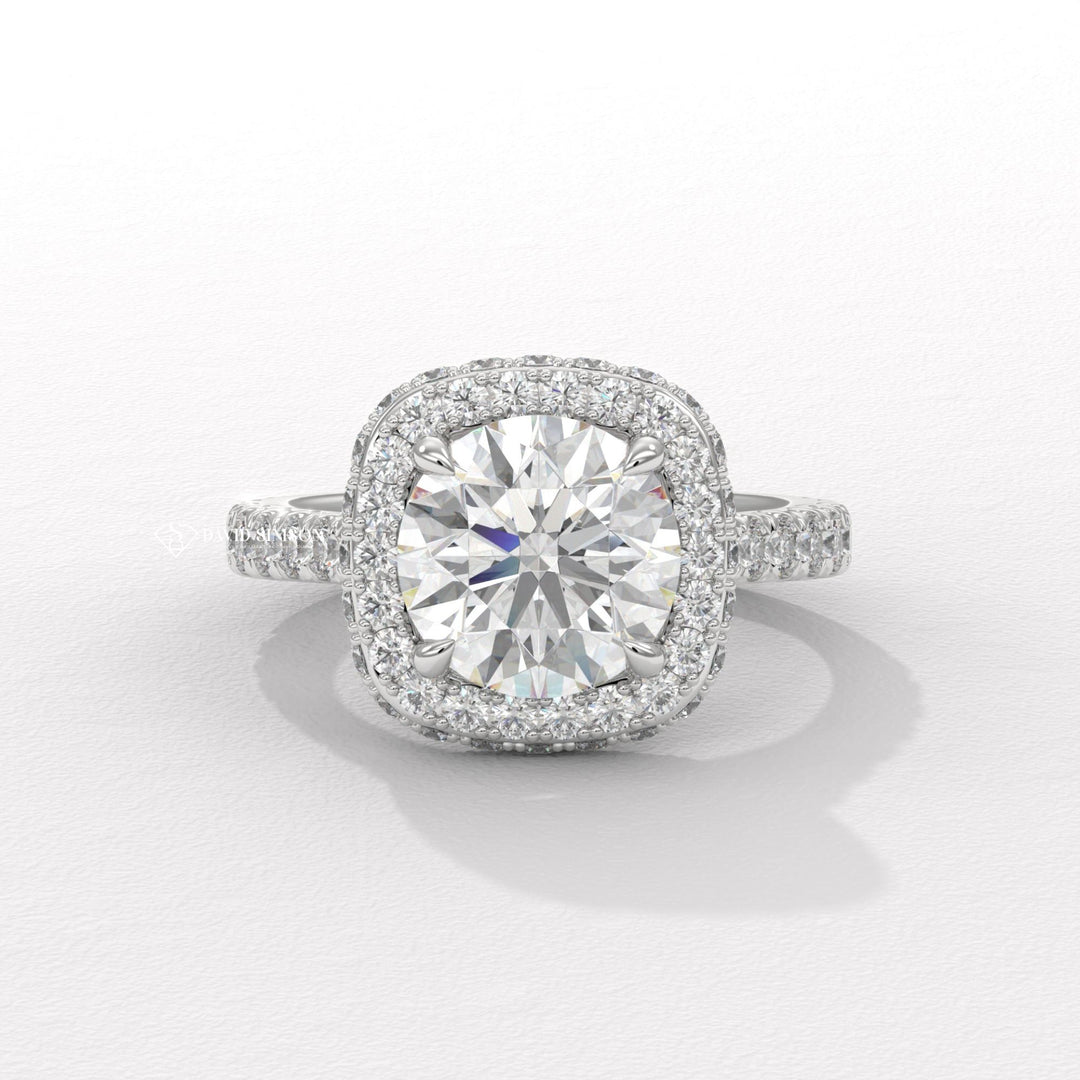 Custom double halo engagement rings, Double halo diamond ring near me,