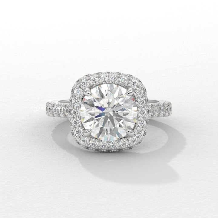 Custom double halo engagement rings, Double halo diamond ring near me,