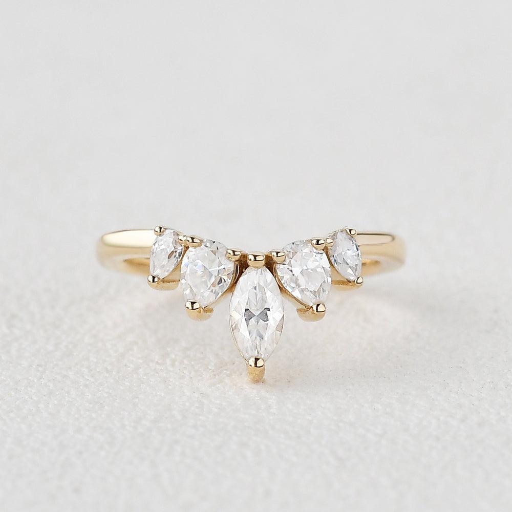 marquise-and-pear-cut-cluster-moissanite-wedding-band