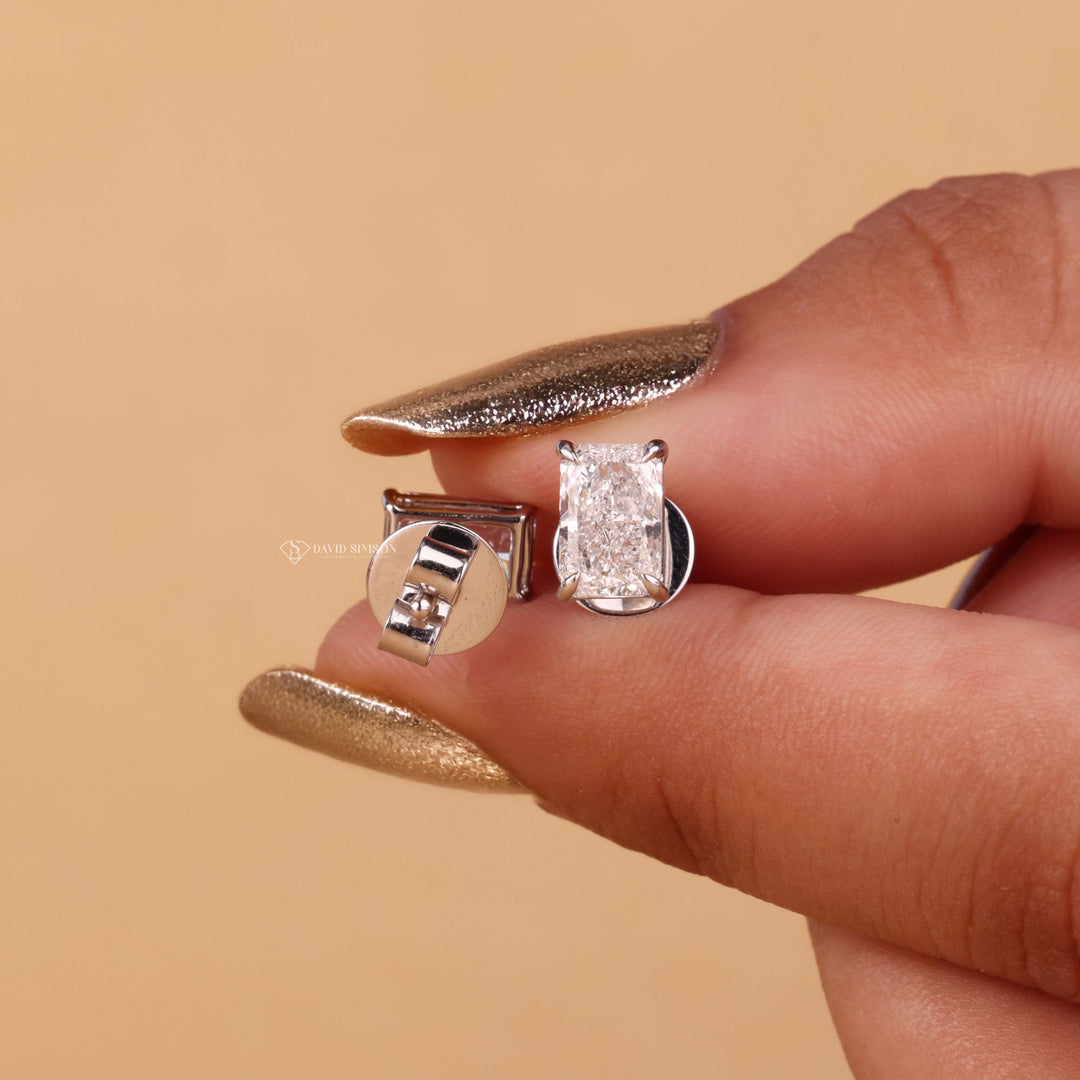 Dainty Diamond Earrings, Statement Diamond Studs, High Clarity Diamonds, Radiant Cut Gift, Wedding Jewelry, Elegant Diamond Studs, Personalized Jewelry Gift