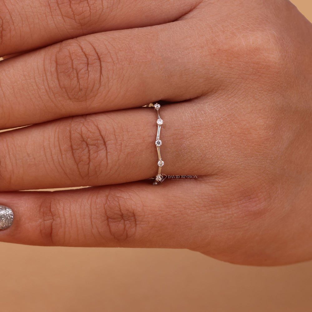  Dainty Eternity Ring, Anniversary Band, Conflict Free Moissanite, Unique Wedding Band, Floating Stone Eternity, Handmade Wedding Ring, Round Moissanite Jewelry, Solid Gold Eternity, 1