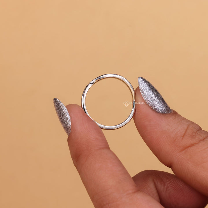 Dainty Gold Band, Arched Wedding Ring, Comfort Fit Band, Bridal Jewelry, Solid 14K Gold, Handmade Ring,