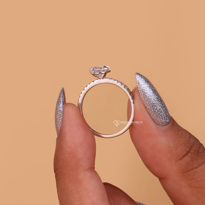 Eco-Friendly Pear Ring
Hidden Halo Pear Moissanite
VVS1 Pear Moissanite
Lab Created Pear Diamond
