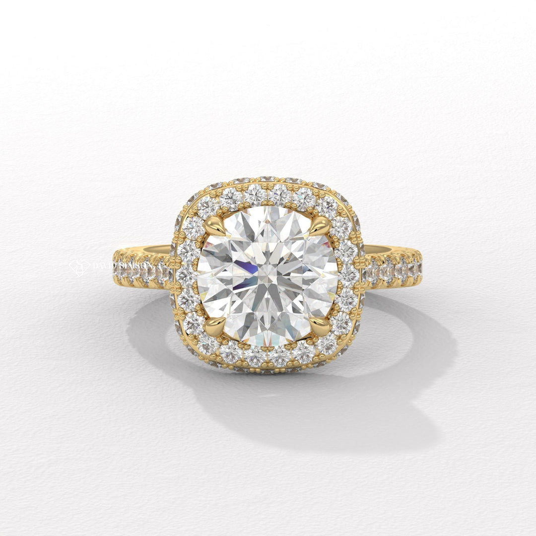 Discounted double halo rings, Luxury double halo rings, Unique double halo engagement rings.