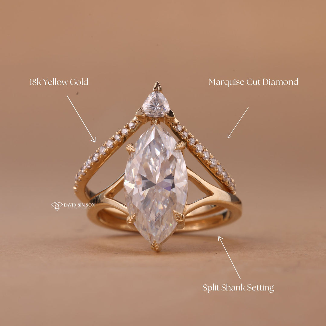 Marquise Cut Bridal Jewelry
Double Band Engagement Ring
D Color Marquise Diamond
VVS1 Marquise Engagement
