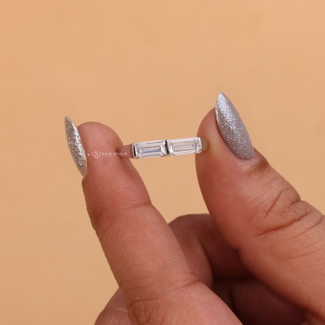 Baguette Cut Moissanite Band
Double Stone Moissanite Ring
Toi et Moi Moissanite Band
Two Stone Moissanite Wedding Ring