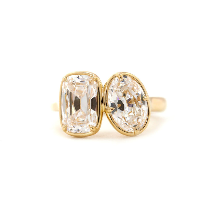 Moissanite Bezel Ring
You and Me Ring
Double Stone Solitaire
Old World Cut Moissanite
Minimalist Toi et Moi
Unique Bezel Setting
Sustainable Bridal Jewelry
Ethical Two Stone Ring
