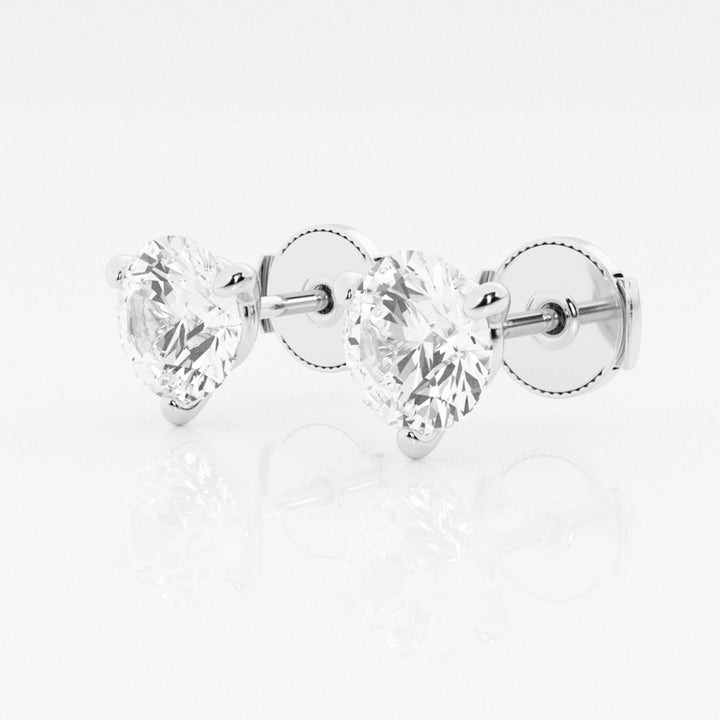 Round Cut FG-VS2 Lab Grown Diamond Three Prongs Earrings in 10K Gold