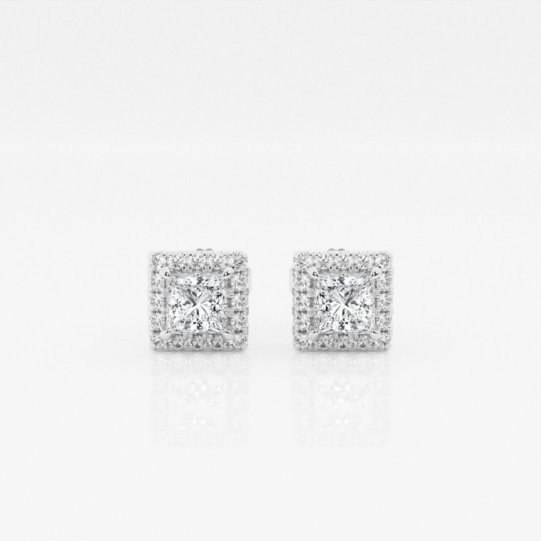 Princess Halo GH-VS2 Lab Grown Diamond Stud Earrings in 14K Gold