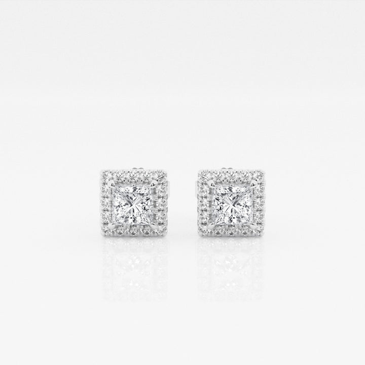 Princess Halo GH-VS2 Lab Grown Diamond Stud Earrings in 14K Gold