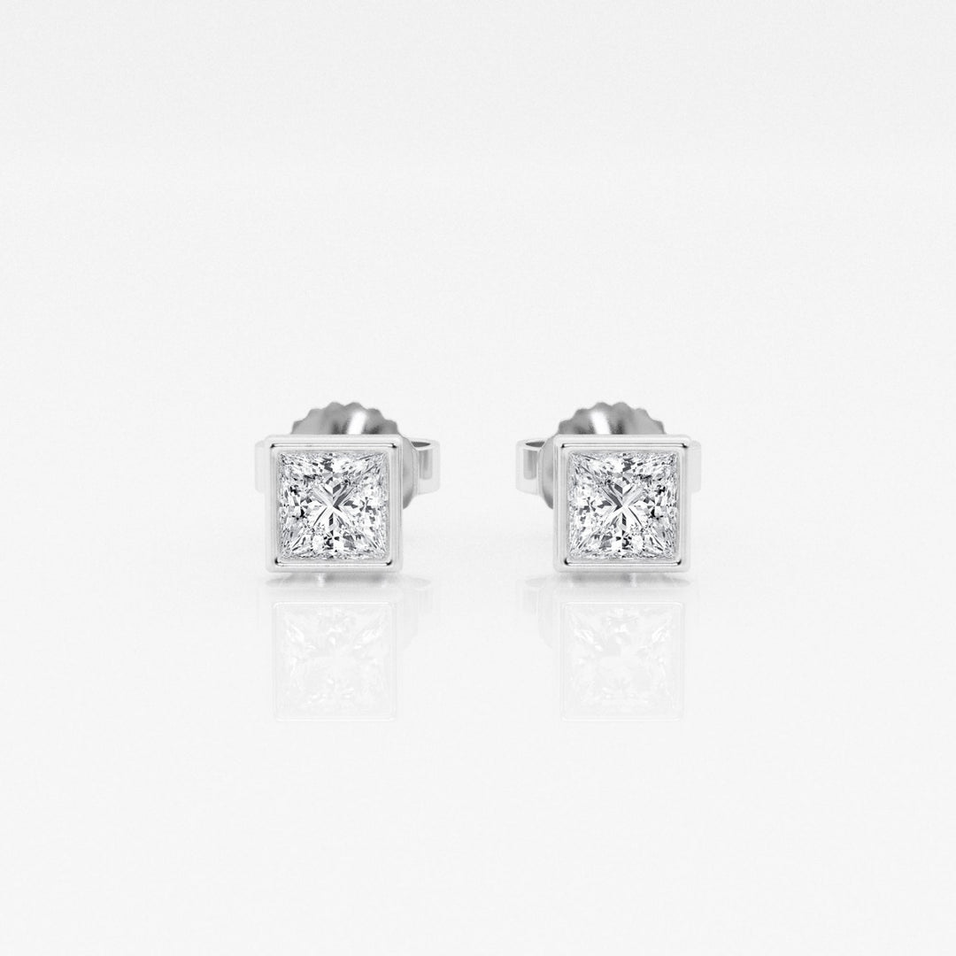 Princess GH-VS2 Lab Grown Diamond Bezel Set Stud Earrings