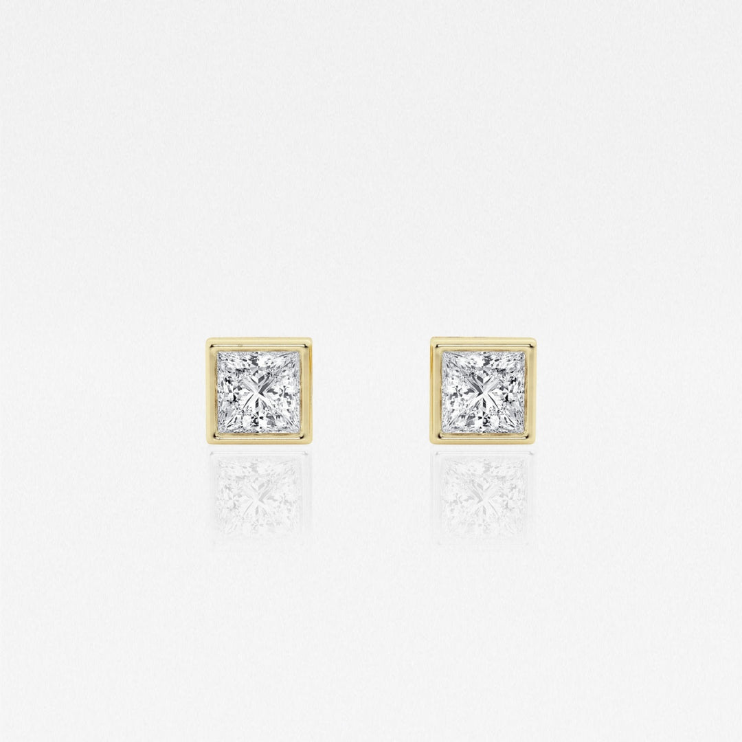 Princess GH-VS2 Lab Grown Diamond Bezel Set Stud Earrings