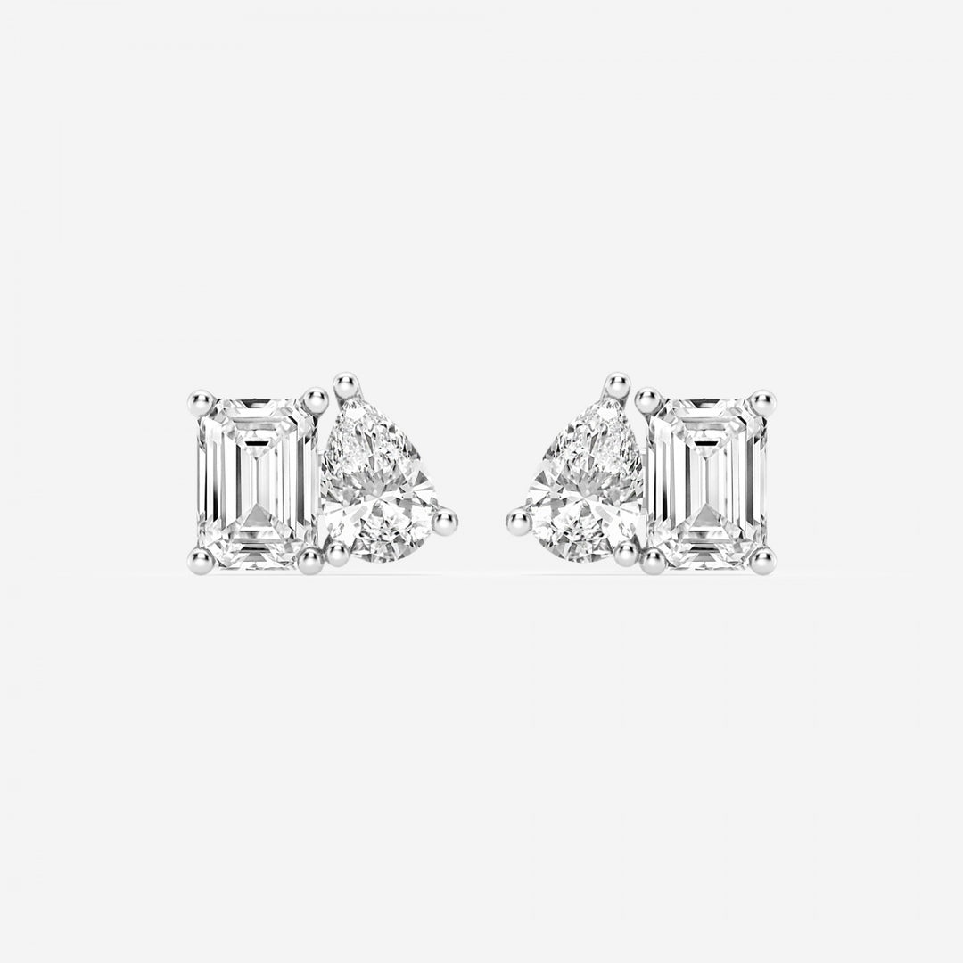 Pear & Emerald Two Stone FG-VS2 Lab Grown Diamond Stud Earrings