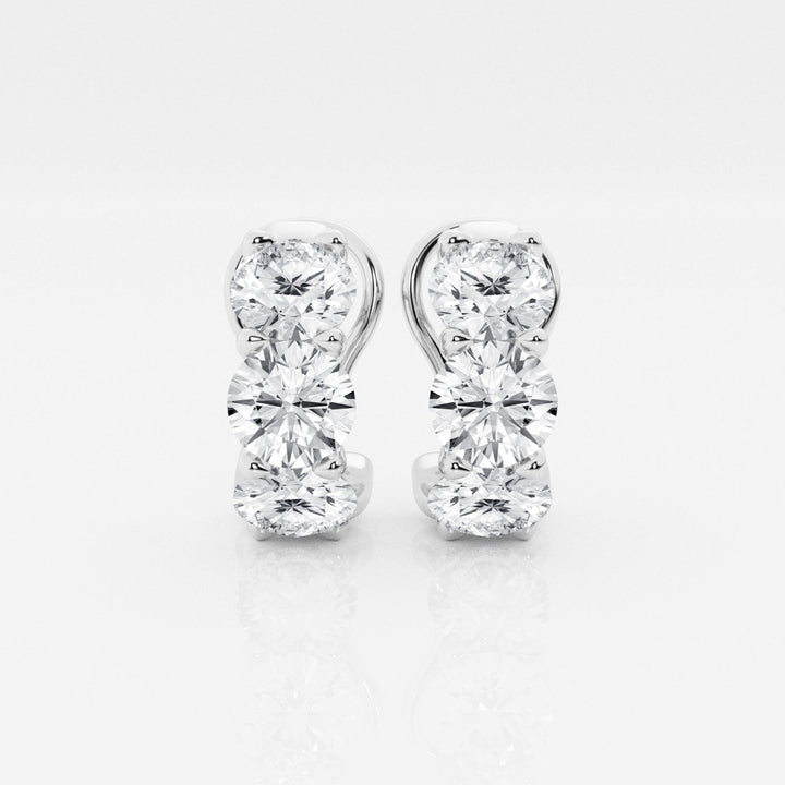 Round Cut FG-VS2 Lab Grown Huggie Hoop Diamond Earrings