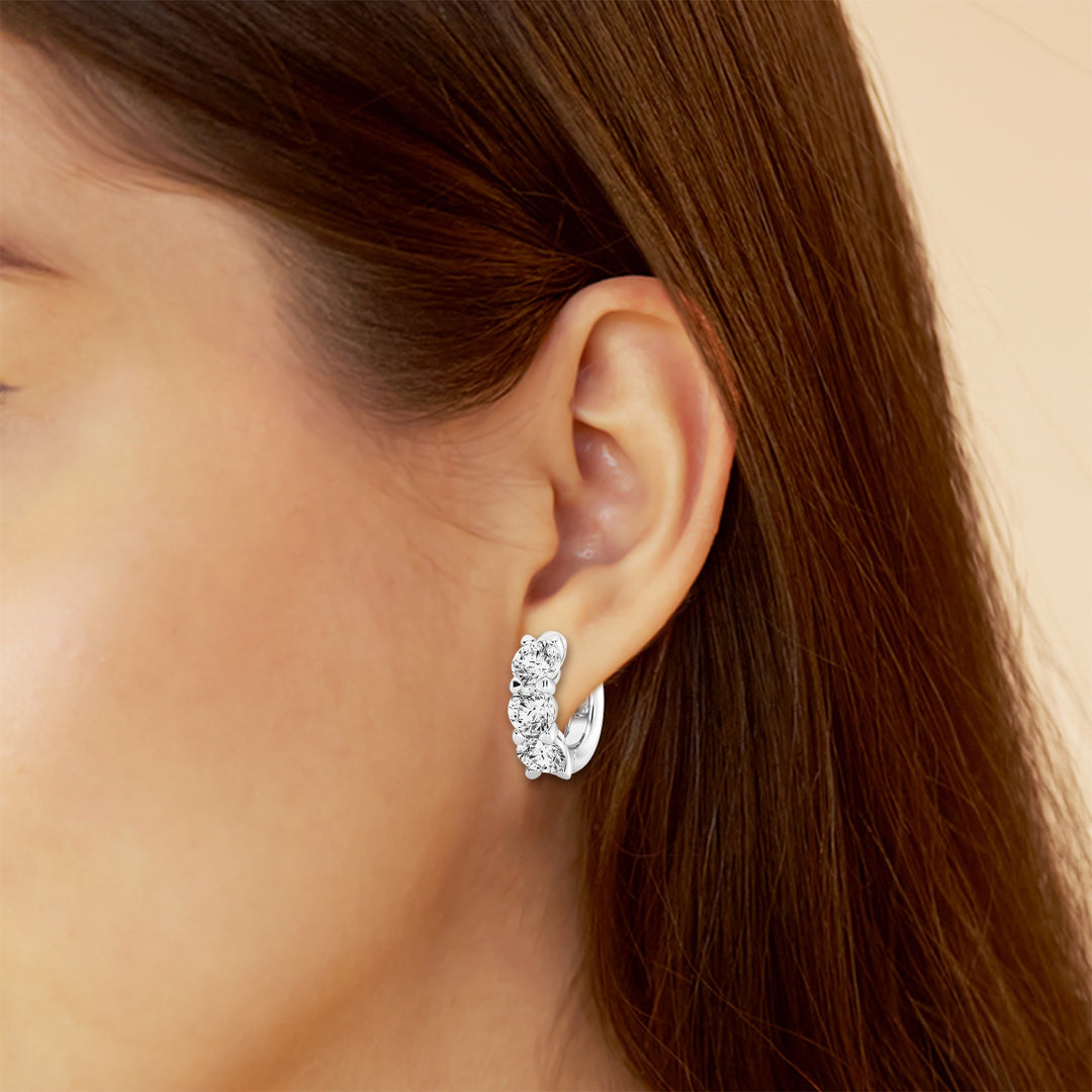 Round FG-VS2 Lab Grown Diamond Huggie Hoop Earrings for Her