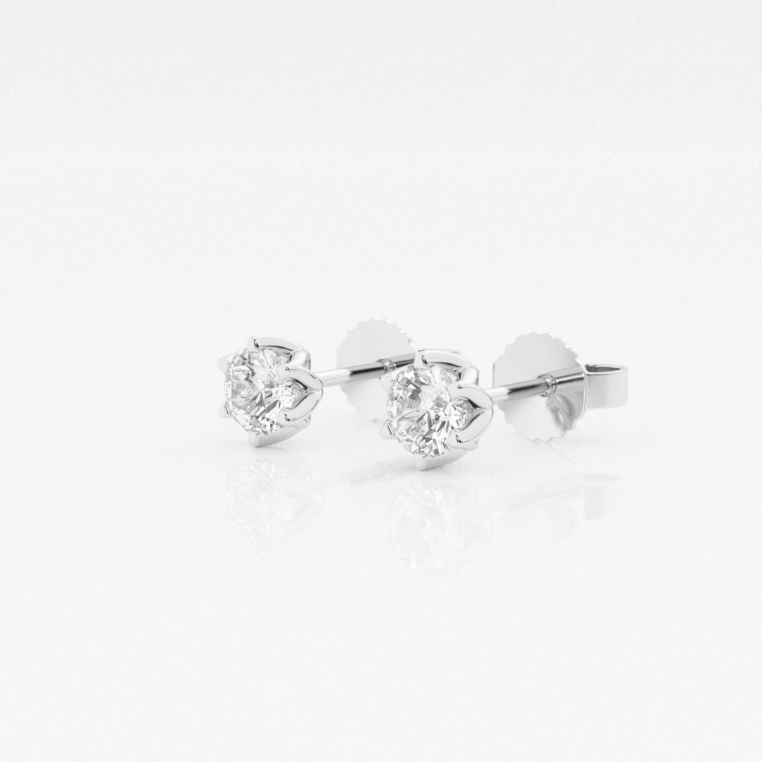 Round FG-VS2 Lab Grown Diamond Six Prong Stud Earrings in Gold