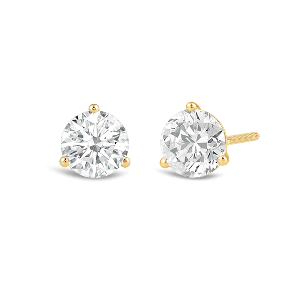 2.0CT Round Cut Moissanite Three Prong Diamond Stud Earrings for Her