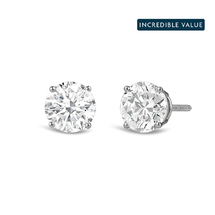 2.0CT Round Cut Moissanite Diamond Stud Earrings for Women