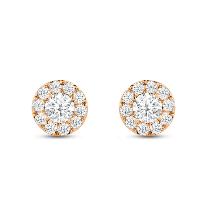 Round Cut Halo Moissanite Diamond Stud Earrings for Her