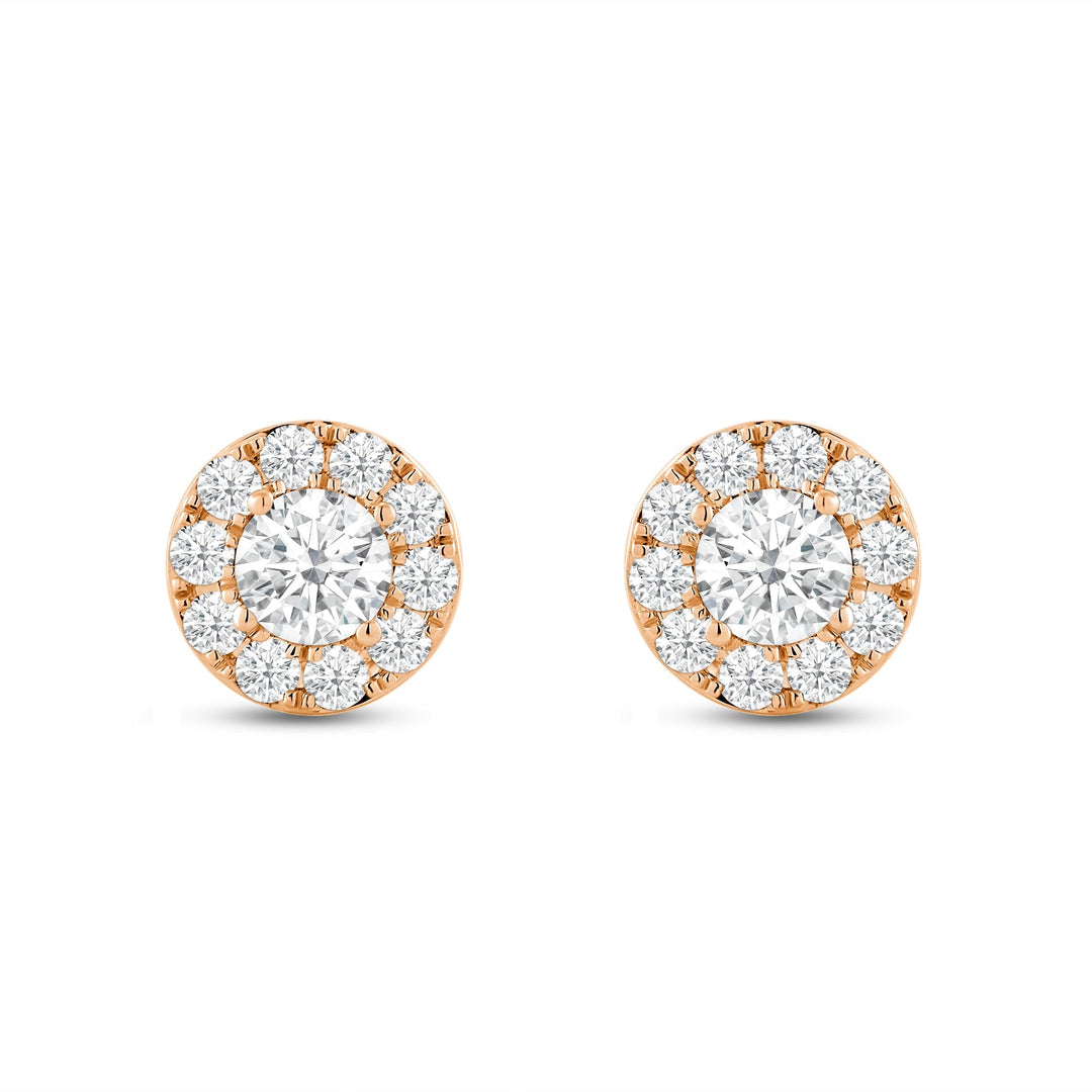 Round Cut Moissanite Halo Diamond Stud Earrings for Women