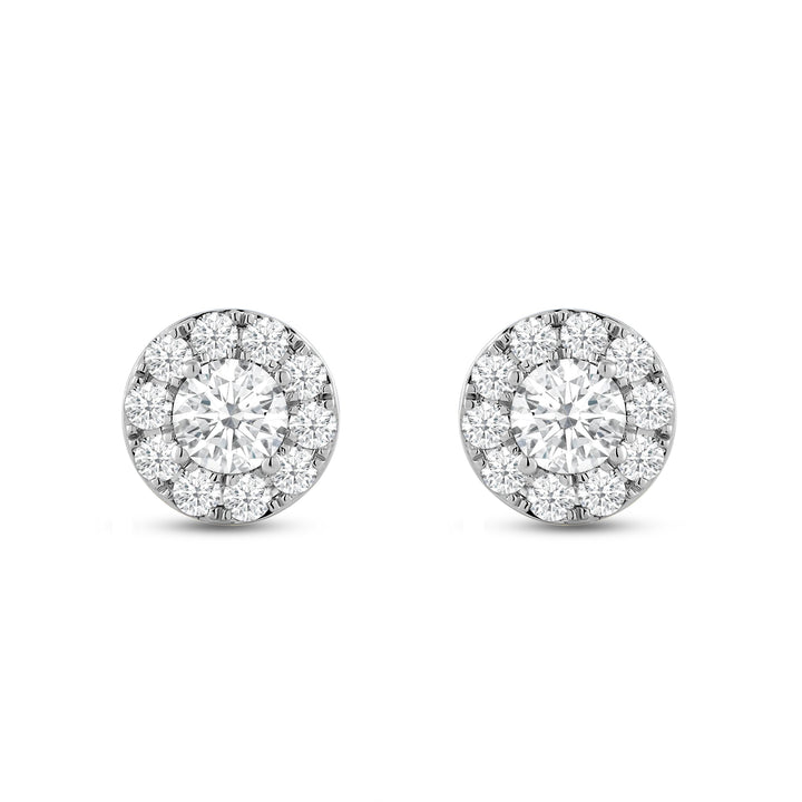 Round Cut Halo Moissanite Diamond Stud Earrings for Her