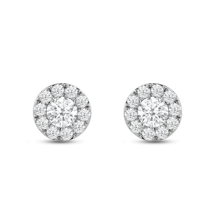 Round Cut Moissanite Halo Diamond Stud Earrings for Women