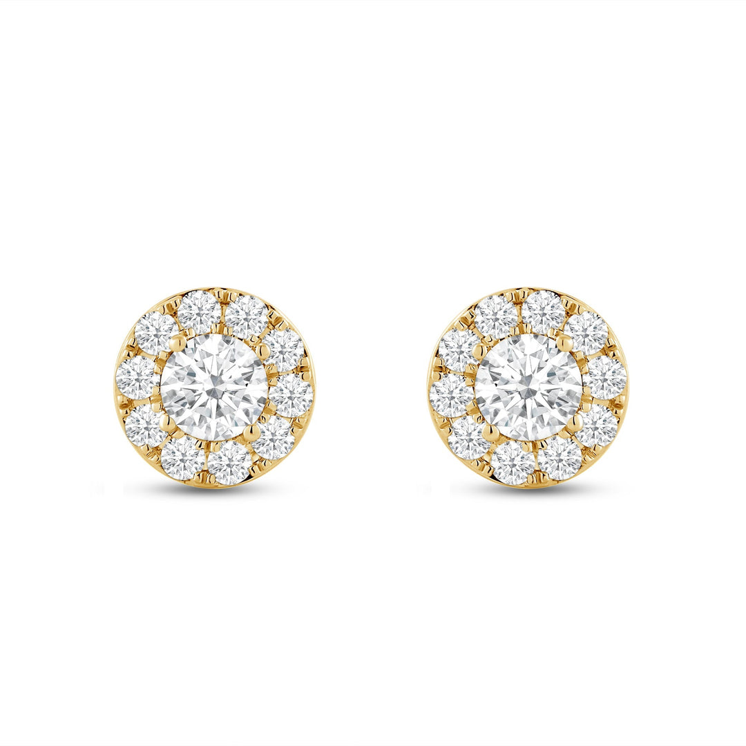 Round Cut Halo Moissanite Diamond Stud Earrings for Her