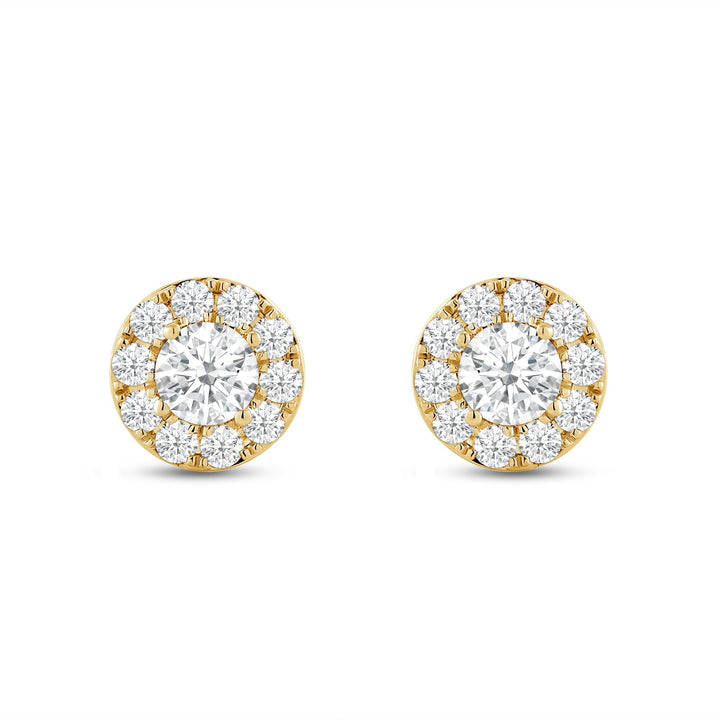 Round Cut Halo Moissanite Diamond Stud Earrings for Her