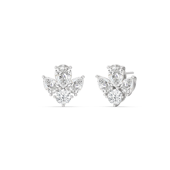 Pear & Round Moissanite Diamond Cluster Stud Earrings for Her