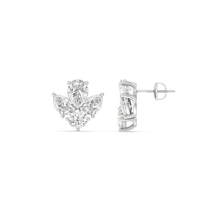 Pear & Round Moissanite Diamond Cluster Stud Earrings for Her