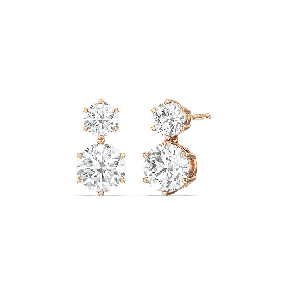 2.0CT Round Cut Two Stone Moissanite Stud Diamond Earrings