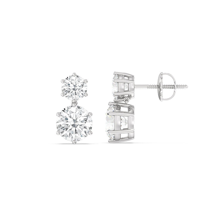 2.0CT Round Cut Two Stone Moissanite Stud Diamond Earrings