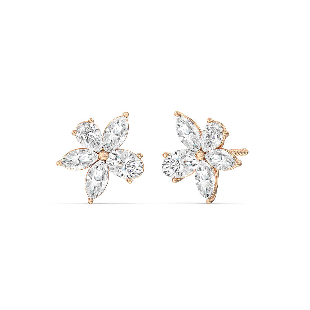 Multi-shape Flower Moissanite Diamond Stud Earrings for Her