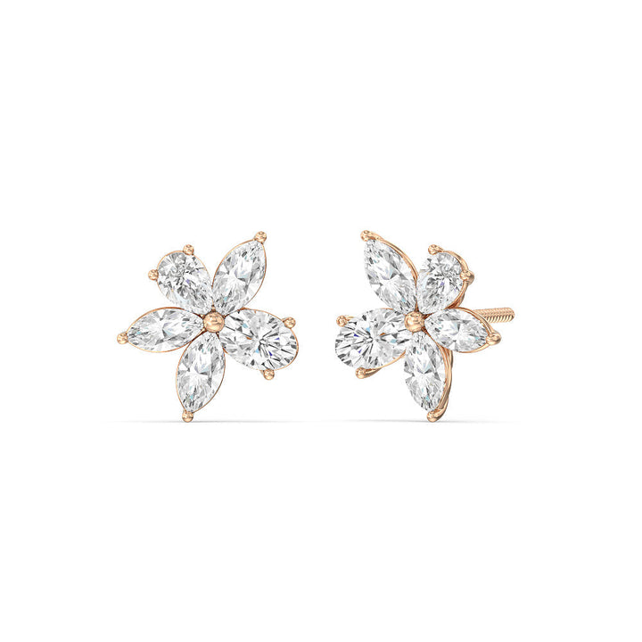 Multi-shape Flower Moissanite Diamond Stud Earrings for Her