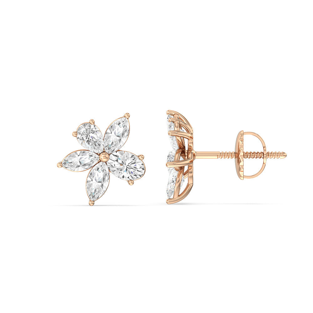 Multi-shape Flower Moissanite Diamond Stud Earrings for Her