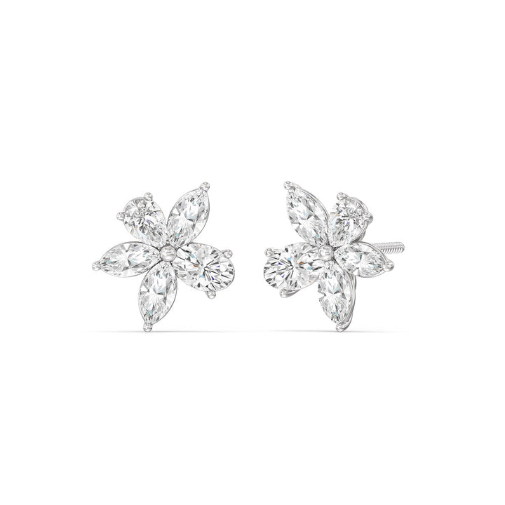 Multi-shape Flower Moissanite Diamond Stud Earrings for Her