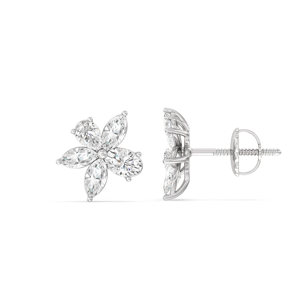 Multi-shape Flower Moissanite Diamond Stud Earrings for Her