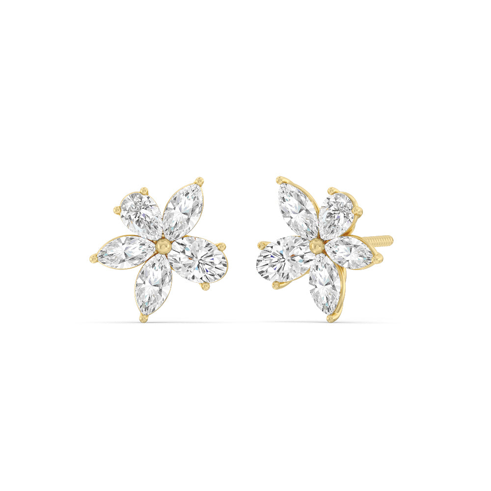 Multi-shape Flower Moissanite Diamond Stud Earrings for Her