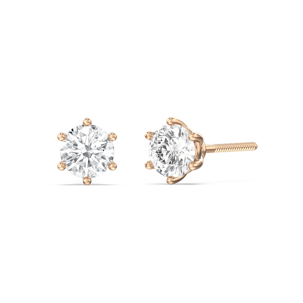 Round Cut Moissanite Diamond Stud Earrings for Women