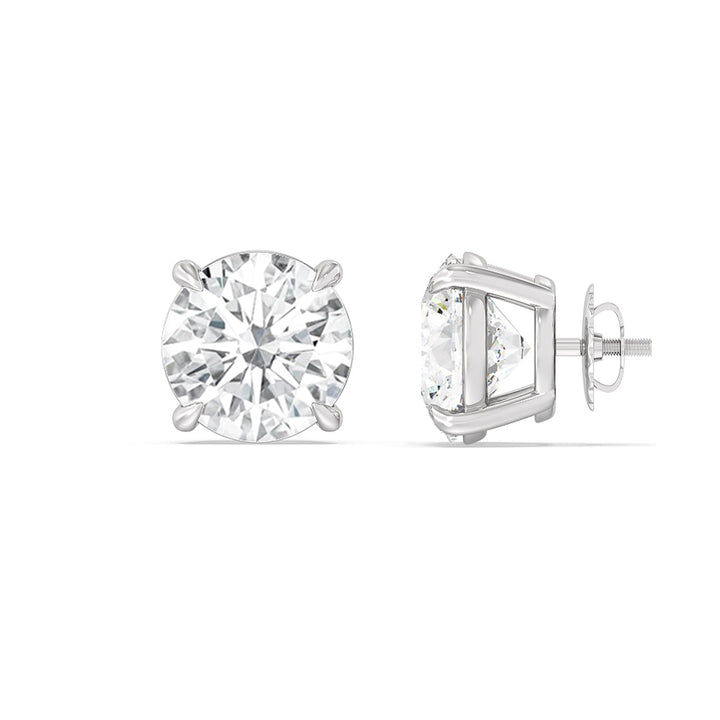 5.0CT Round Cut Moissanite Stud Diamond Earrings for Women