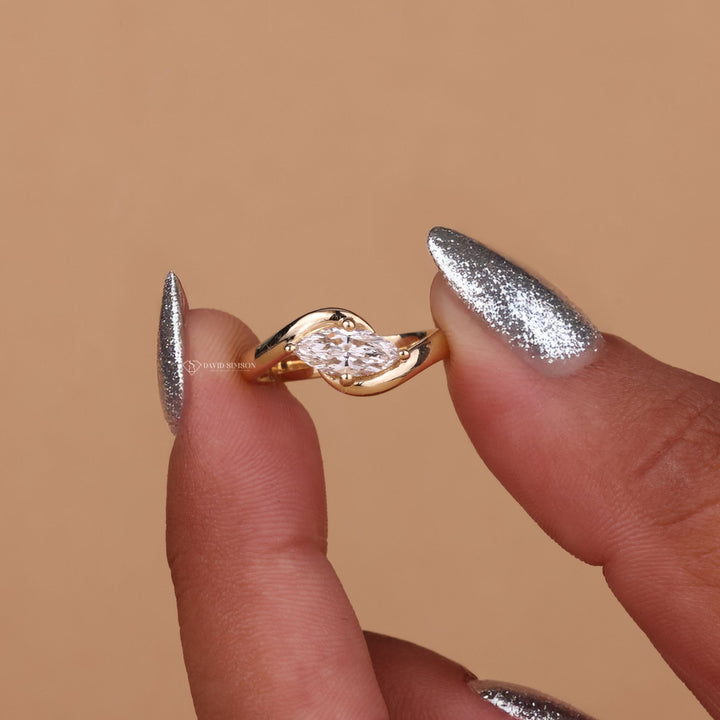 Marquise Cut Moissanite
East West Moissanite Ring
Bypass Engagement Ring
Unique Marquise Ring