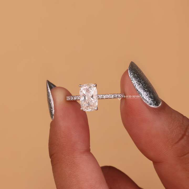 Elongated Cushion Moissanite
Cushion Cut Pave Ring
Moissanite Engagement Ring