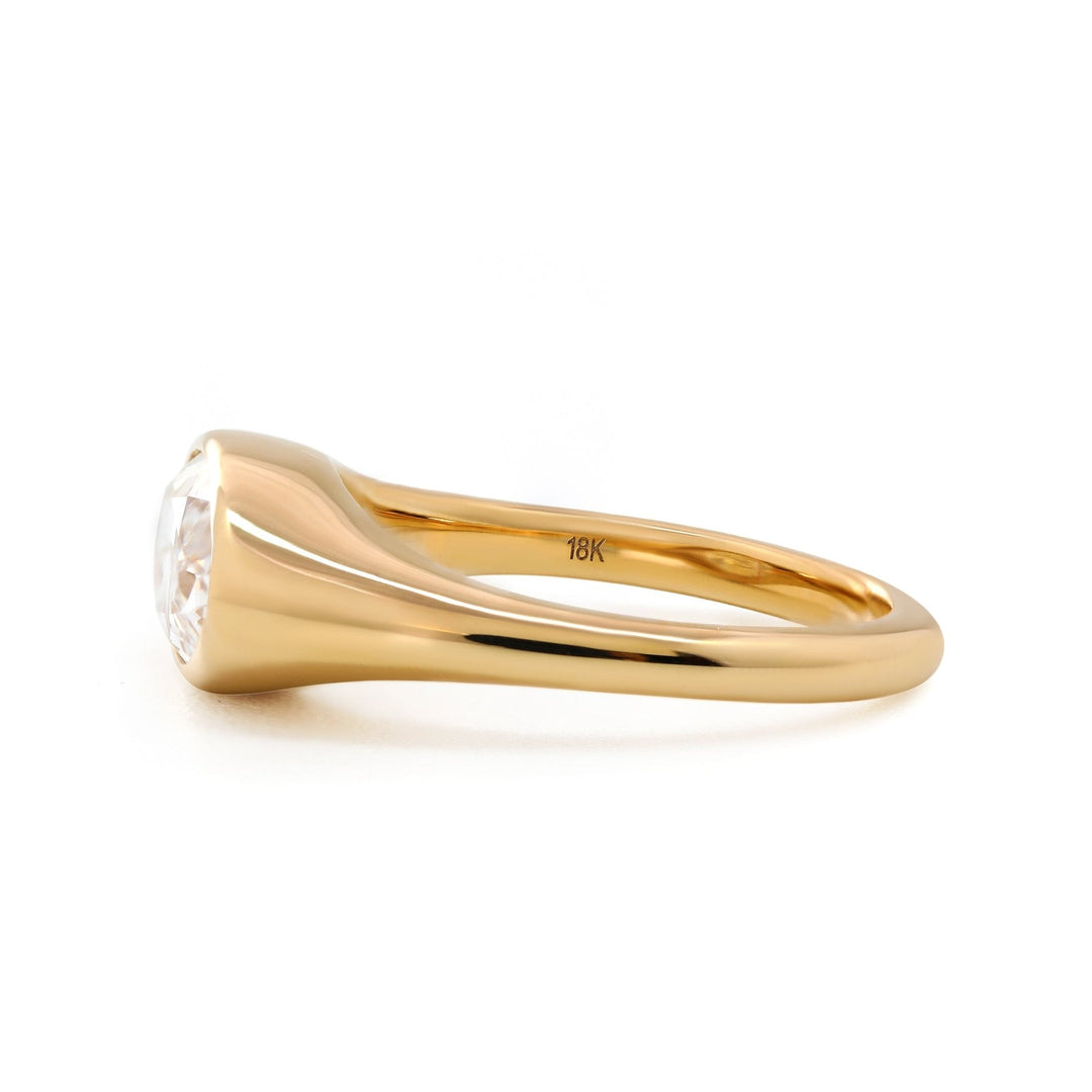 Low Profile Oval Ring
Elongated Oval Moissanite
Victorian Inspired Ring
East West Stone Setting
