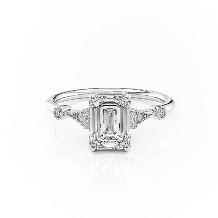 1-91-ct-emerald-cut-solitaire-milgrain-pave-set-moissanite-engagement-ring