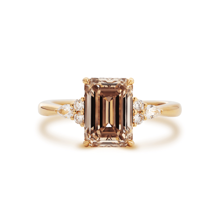 2 Carat Brown DiamondEmerald Cut EngagementUnique Brown DiamondEarth Tone JewelryDiamond Cluster Ring