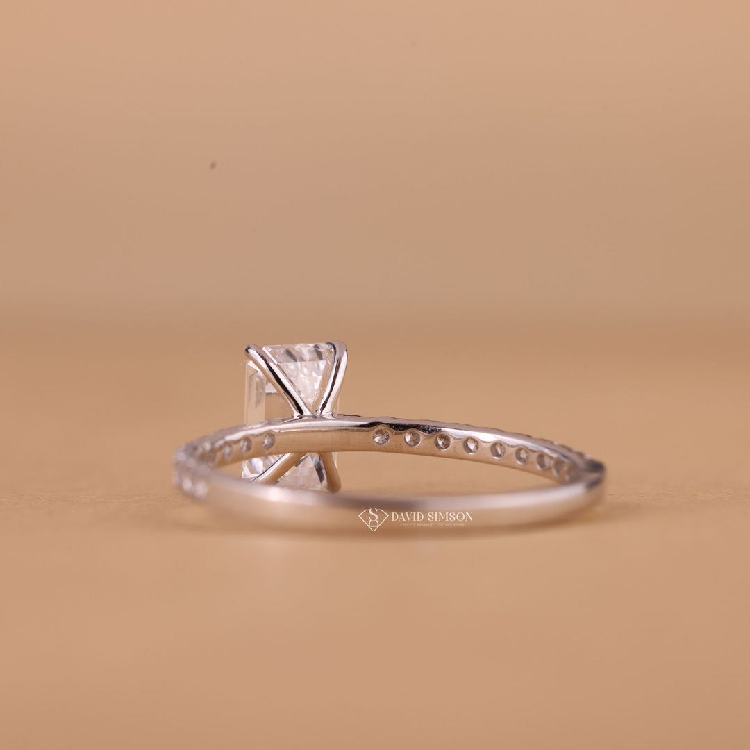 14K Gold Emerald Moissanite
Ethical Engagement Ring
Emerald Shaped Wedding Ring
Hidden Halo Emerald Moissanite
